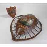 Boer War and Cambridgeshire regiment interest, a carved tortoiseshell shell decorated with The