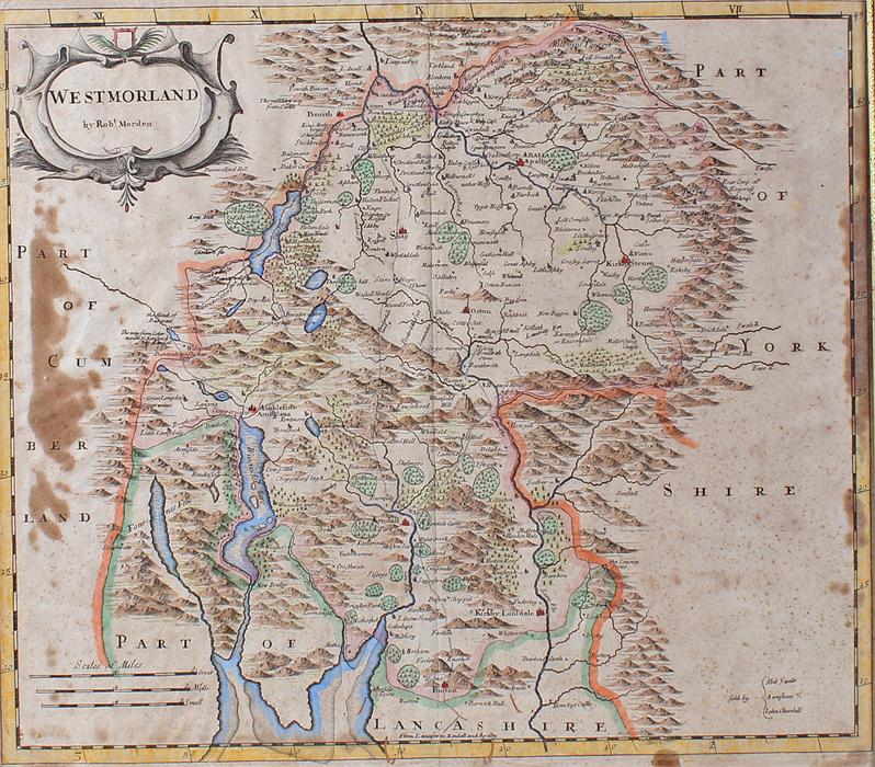 Three 18th Century Robert Morden maps, The County of Monmouth, Westmorland and The North Riding of - Image 8 of 8