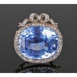 Exceedingly fine Faberge Ceylon sapphire and diamond brooch, makers mark A*H, August Hollming, the