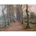 Nil Hans Christiansen (Danish 1850-1922) Autumn Wanstead Park, Bushwood, signed oil on board, 29cm x