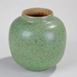 Royal Doulton green fleck glaze ginger jar style vase, X88139744 impressed marks, 16cm high