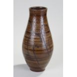 Bernard Forrester (1908-1990) tall wide line incised vase with ring glaze, 29cm high