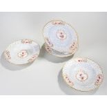 Set of four 19th Century creamware bowls the shallow bowls with painted blooming flowers to the