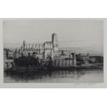After Andrew Affleck (1874-1935) Albi from the river, pencil signed etching, 36cm x 24cm excluding