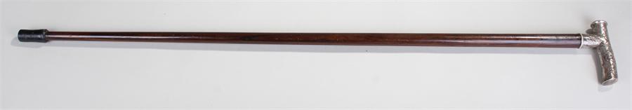 Late 19th Century Chinese white metal walking stick, the white metal handle with Chinese - Image 3 of 4