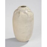 Chinese form folded vase, the pleated shoulder impressed mark "P.H." 18cm high