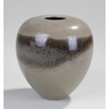 Grey glaze vase, two tone "D Taize" impressed mark, 14cm high