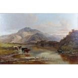 Joseph Adam (British 1858-1880) Cattle in a highland landscape, signed J Adam, 75cm X 49cm,