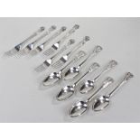 Victorian Scottish silver flatware to include a set of six forks, Edinburgh 1881, maker John