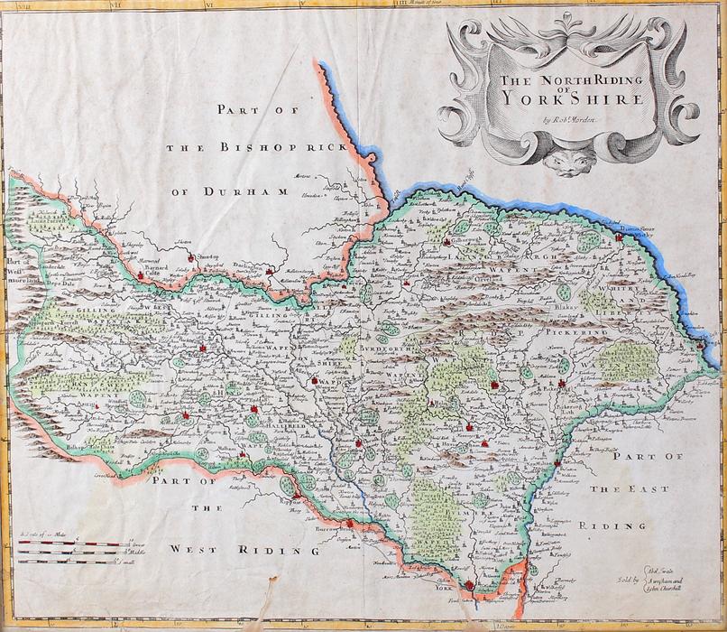 Three 18th Century Robert Morden maps, The County of Monmouth, Westmorland and The North Riding of - Image 6 of 8