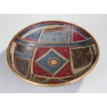Bernard Forrester (1908-1990) large porcelain bowl with geometric polychrome design, gilt signed