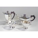 George VI four piece silver tea set, Sheffield 1942, Frank Cobb & Co Ltd. The tea and coffee pots