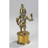 Victorian brass "Mr Punch" bar lighter with hole through the cigar in Mr Punch's mouth and fixings