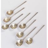 Russian set of eight silver spoons makers mark MKZ. The twist handles with shallow bowls, 3.9oz (8)