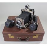 Linhof Technika 4 x 5 camera, serial no. 71650, with Technika Symmar S 5,6/210 lens, serial no.