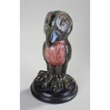 Martin Brothers style bird. The jar and cover in the form of a bird with arched beak, pink chest and