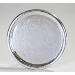 Victorian silver salver London, 1880, maker Richard Martin & Ebenezer Hall. Leaf pattern engraved to