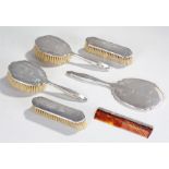 George VI silver vanity set, Birmingham 1940, with engine turned backs, consisting of four