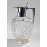 George V silver and cut glass claret jug, Birmingham 1925, Docker & Burn Ltd, the silver top with