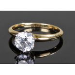 Tiffany 18 carat gold diamond solitaire ring, the diamond at 1.30 carats held with six platinum