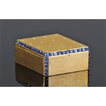 Fine Russian gold, diamond and sapphire box. The diamond shaped box inlaid to the top with sixteen