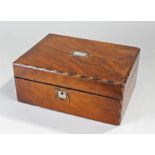 Victorian walnut sewing box, with various sewing items inside, (qty)