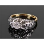 18 carat gold diamond set ring. The diamond at approximately 0.30 carat, mounted in platinum with