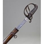 Victorian Artillery volunteers sword, the steel etched blade with basket hilt and shagreen grip,