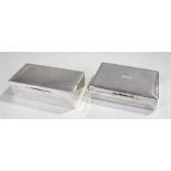 Silver cigarette case, marks rubbed, engine turned case with dual internal compartments, together