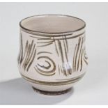 Bernard Forrester (1908-1990) vase with cream ground and dash with circles design, signed F to the