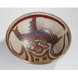 Bernard Forrester (1908-1990) large porcelain bowl with zoomorphic forms, gilt signed F, 29cm high