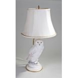 Knowles limited edition lamp, of a snowy owl, with certificate, the owl 33cm high