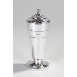 Art Deco silver sugar castor, Sheffield 1919, maker Walker & Hall, the tapering stepped castor