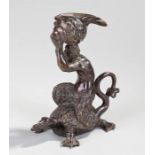 Fine quality bronze group, possibly 17th Century Renaissance, the melusine holding a large conch