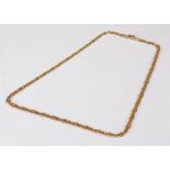 9 carat gold necklace, the chain linked necklace with clasp end, 41.7 grams