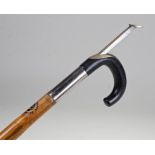 Early 20th Century horse measuring walking stick, retailed by Coleman Croft Saddlery. The ebonised
