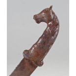 Early 20th Century Indian dagger with a horse head steel blade, 37cm high