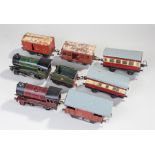 Hornby trains, to include a red engine type 501, another in green type 51, together with six