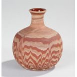 Earthenware with slip decoration vase, of onion form, 12cm high