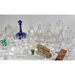 Large collection of 19th Century and later glass, to include a blue glass decanter, a glass