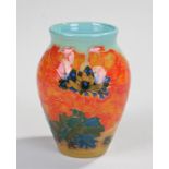 Dennis China Works vase decorated with leaves, signed to the base S.T. DES, impressed CW 2000, 13.