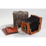 Early 20th Century The Sanderson mahogany plate camera, together with a J Taylor Optician Nottingham