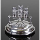 Edward VII novelty silver menu holder, Birmingham 1908, indistinct makers mark, with three owls