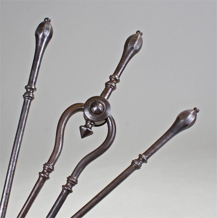George III set of fire irons, to include shovel, tongs and poker, (3)