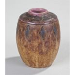 Royal Doulton brown mottled glaze vase, shoulder incised design, signed and incised mark possibly "