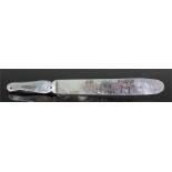 Eton College interest, a mother of pearl quill/letter opener, with a pen work drawn picture of Eton,