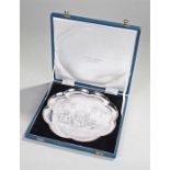 Limited edition commemorative Silver Salver cased, London, Ollivant and Botsford 1972 with an