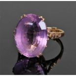 9 carat gold and amethyst ring, with a faceted amethyst, ring size I