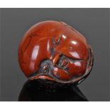 19th Century Japanese netsuke, carved as a male head, 40mm high