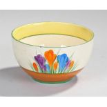 Clarice Cliff bizarre crocus pattern bowl, signed to the base, 14cm wide